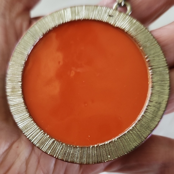 Elegant Orange and Silver Pendant Necklace - Picture 5 of 13